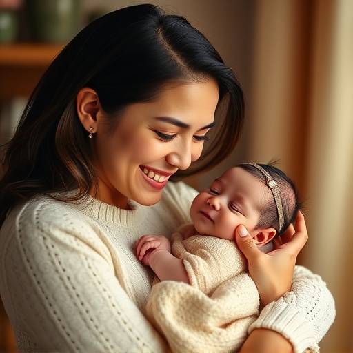 Portrait of Isabella Rodriguez, newborn and family photographer holding a baby and smiling